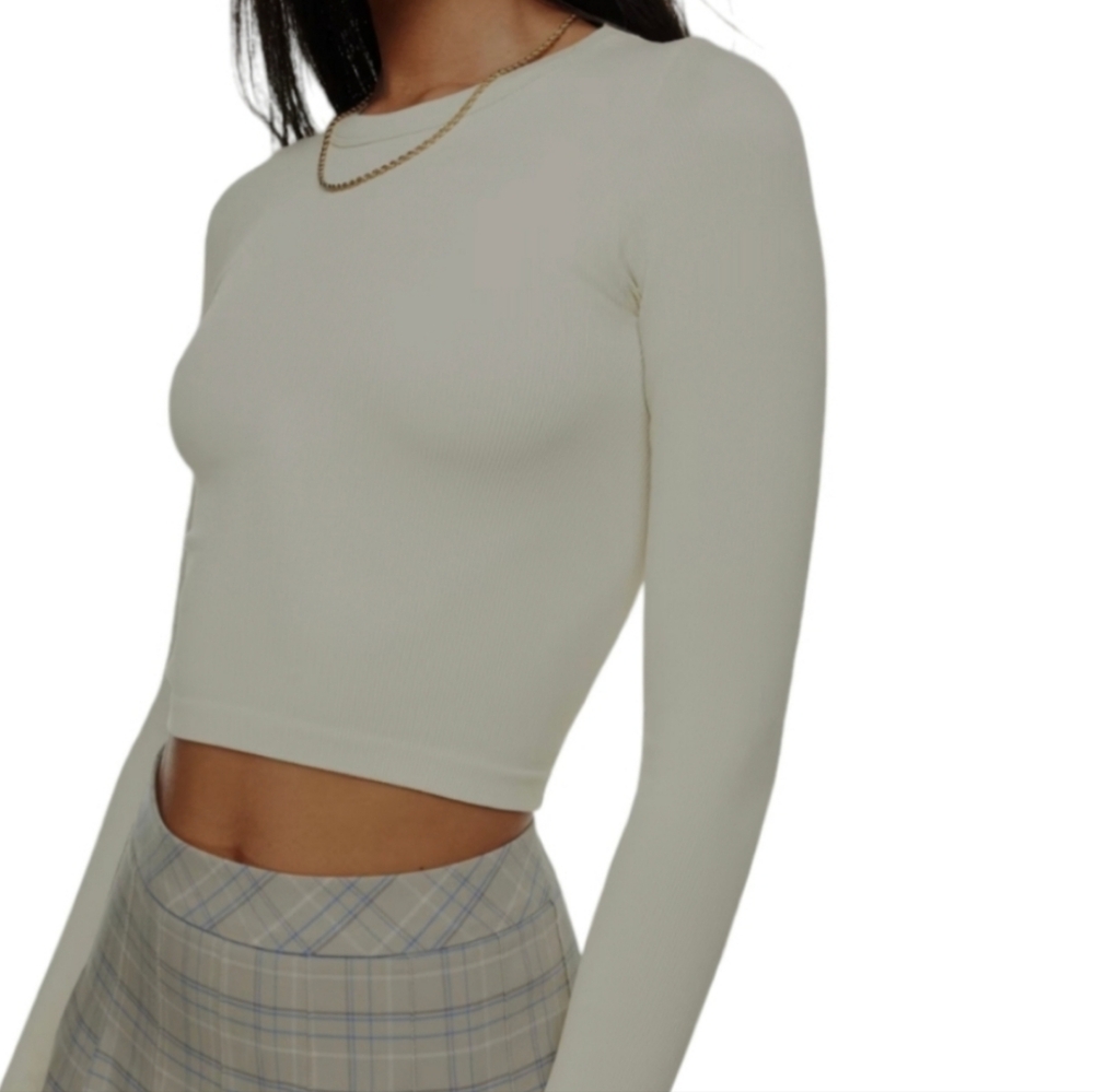 Aritzia Sunday Best SinchSeamless Ribbed Crew Longsleeve Top T-Shirt, Size XS - Picture 1 of 9